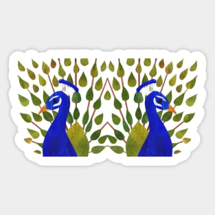 Twin Peacocks Sticker